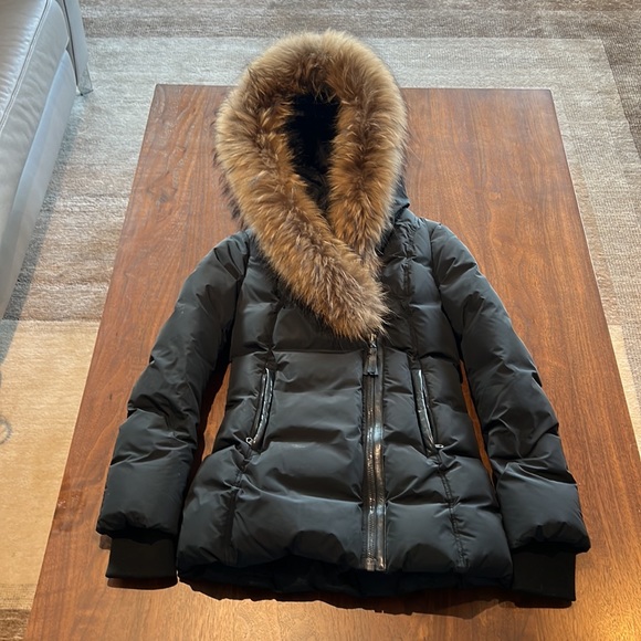 Mackage Adali Down Black Coat with Fur Hood Size Small - Picture 6 of 8